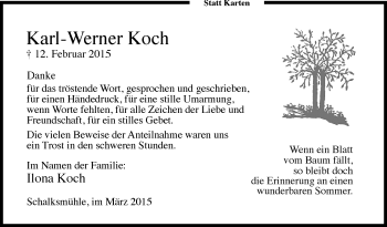 Traueranzeige von Karl-Werner Koch