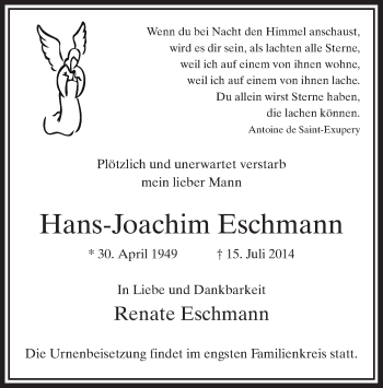 Traueranzeige von Hans-Joachim Eschmann