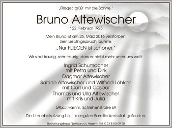 Traueranzeige von Bruno Altewischer
