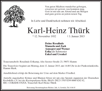 Traueranzeige von Karl-Heinz Thürk