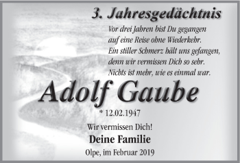 Traueranzeige von Adolf Gaube