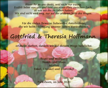 Traueranzeige von Gottfried und Theresia Hoffmann