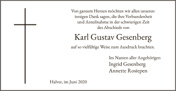 Traueranzeige von Karl Gustav Gesenberg