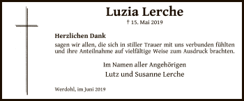 Traueranzeige von Luzia Lerche