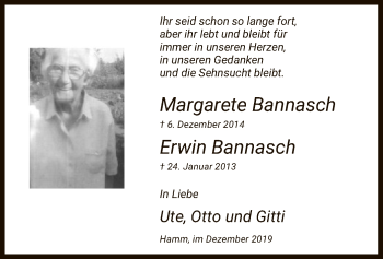 Traueranzeige von Margarete und Erwin Bannasch