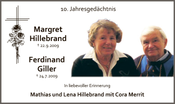 Traueranzeige von Margret und Ferdinand Hillebrand und Giller