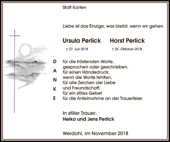 Traueranzeige von Ursula und Horst  Perlick