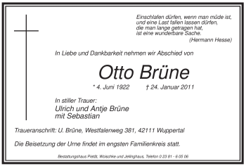 Traueranzeige von Otto Brüne