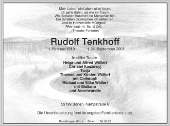 Traueranzeige von Rudolf Tenkhoff