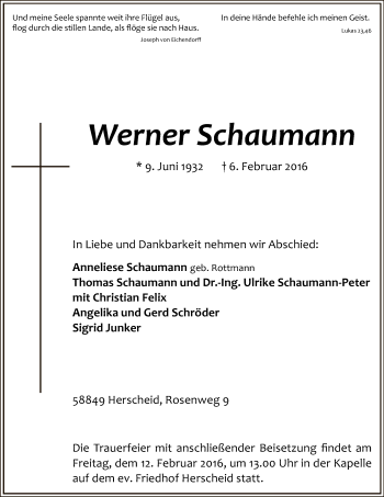 Traueranzeige von Werner Schaumann