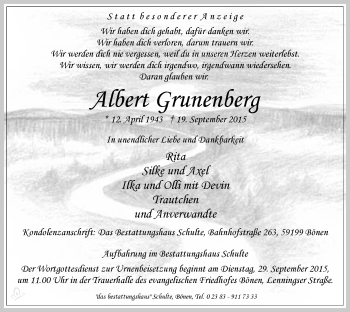 Traueranzeige von Albert Grunenberg