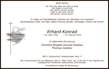 Traueranzeige von Erhard Konrad