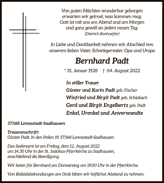 Zur Gedenkseite von Bernhard