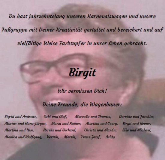 Traueranzeige von Birgit 