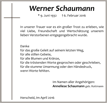 Traueranzeige von Werner Schaumann