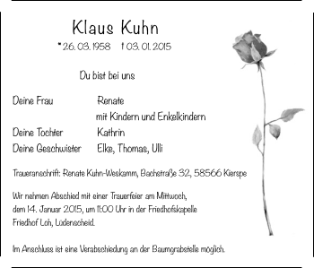 Traueranzeige von Klaus Kuhn