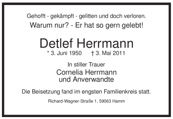 Traueranzeige von Detlef Herrmann