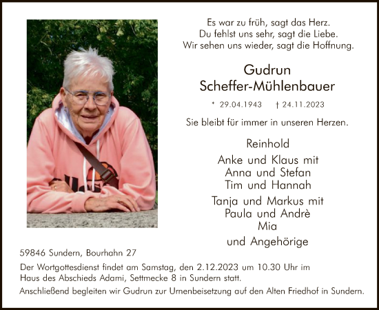Zur Gedenkseite von Gudrun