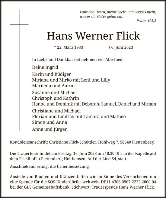 Zur Gedenkseite von Hans Werner