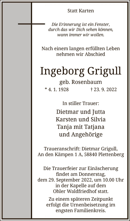 Zur Gedenkseite von Ingeborg