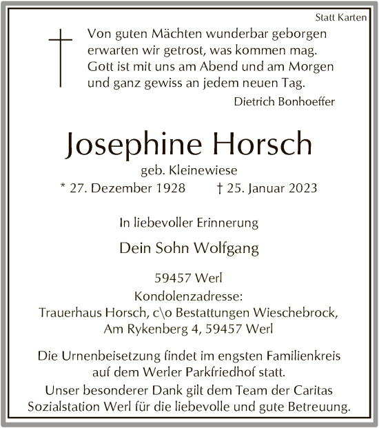 Zur Gedenkseite von Josephine