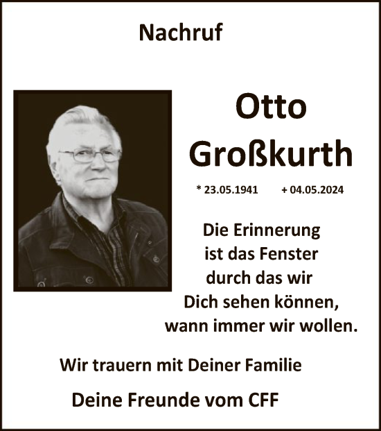 Traueranzeige von Otto Großkurth