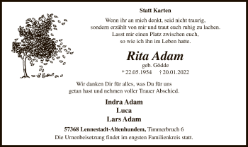 Zur Gedenkseite von Rita